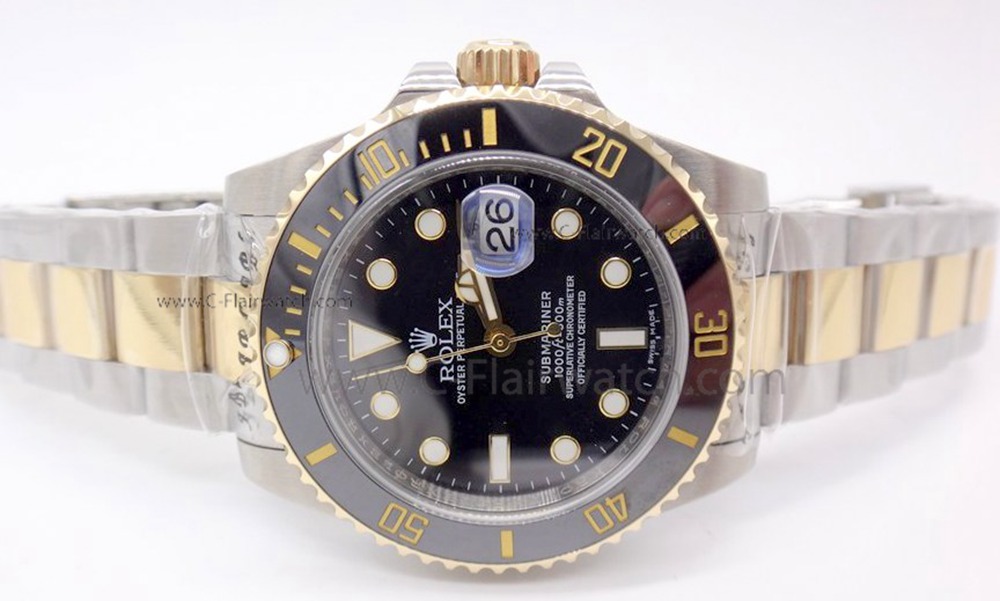 Upgraded Noob Factory Rolex Submariner 2 Tone Black Dial Watch Upgraded Noob Factory Rolex Submariner 2 Tone Black Dial Watch